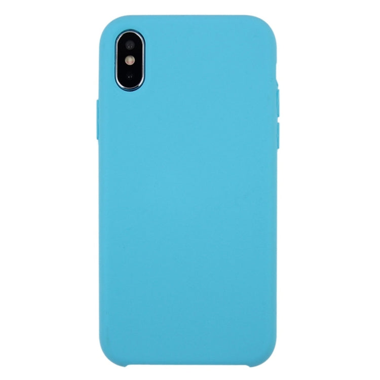 For iPhone X / XS Pure Color Liquid Silicone + PC Dropproof Protective Back Cover Case