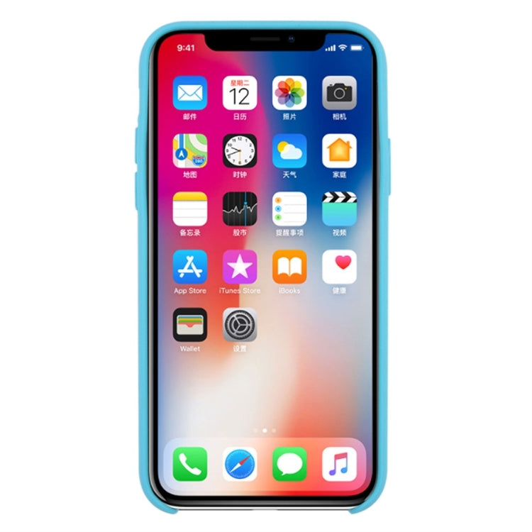 For iPhone X / XS Pure Color Liquid Silicone + PC Dropproof Protective Back Cover Case