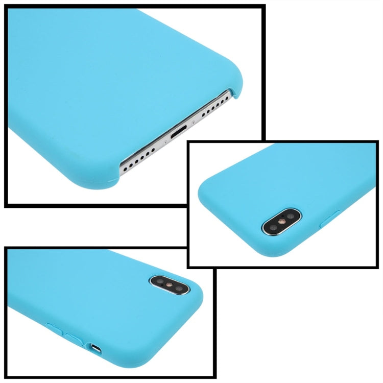 For iPhone X / XS Pure Color Liquid Silicone + PC Dropproof Protective Back Cover Case