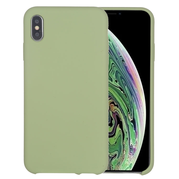 For iPhone X / XS Pure Color Liquid Silicone + PC Dropproof Protective Back Cover Case