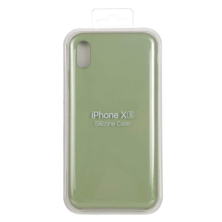 For iPhone X / XS Pure Color Liquid Silicone + PC Dropproof Protective Back Cover Case