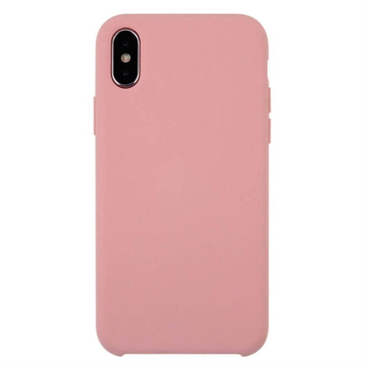For iPhone X / XS Pure Color Liquid Silicone + PC Dropproof Protective Back Cover Case