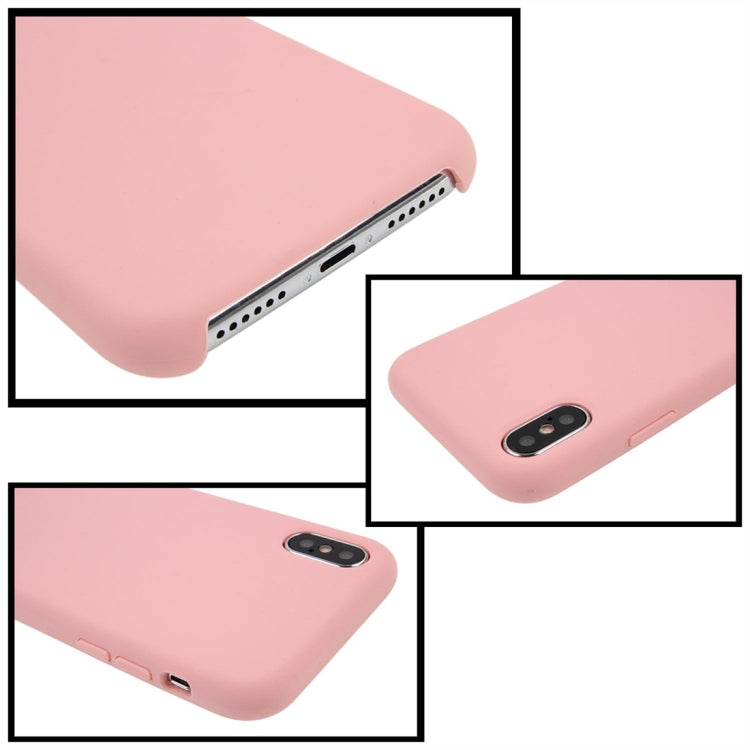 For iPhone X / XS Pure Color Liquid Silicone + PC Dropproof Protective Back Cover Case