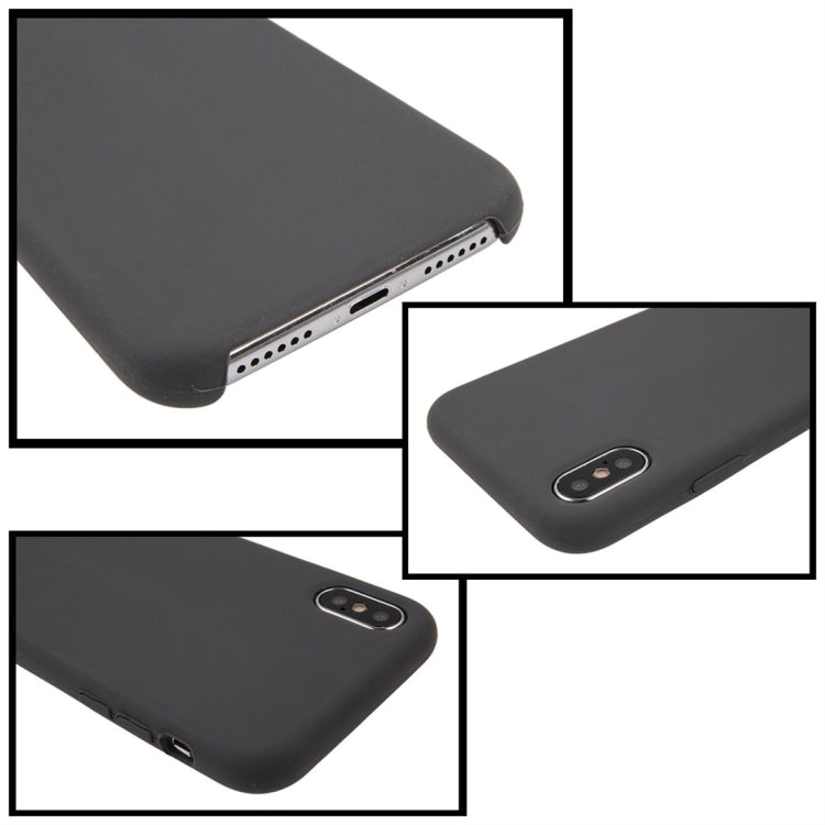 For iPhone X / XS Pure Color Liquid Silicone + PC Dropproof Protective Back Cover Case