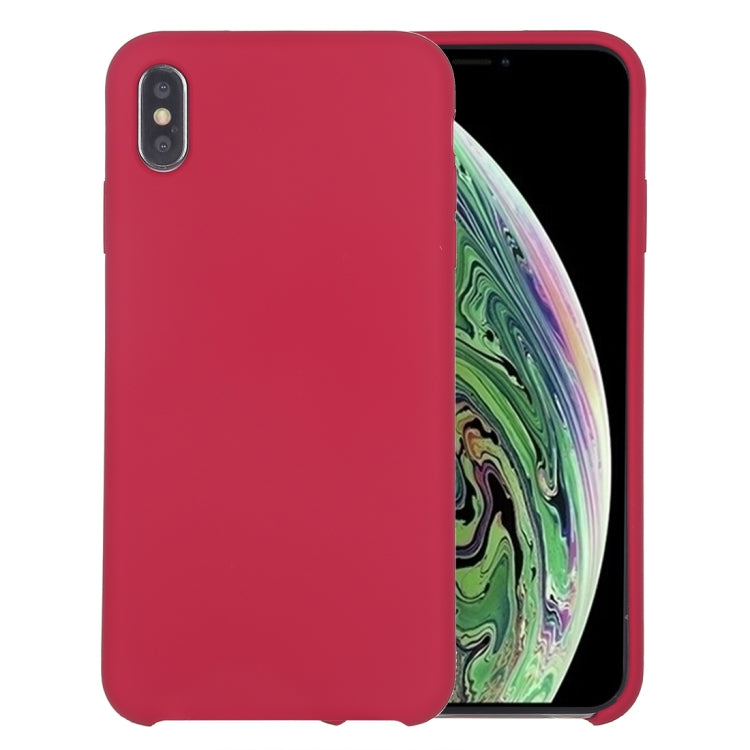 For iPhone X / XS Pure Color Liquid Silicone + PC Dropproof Protective Back Cover Case