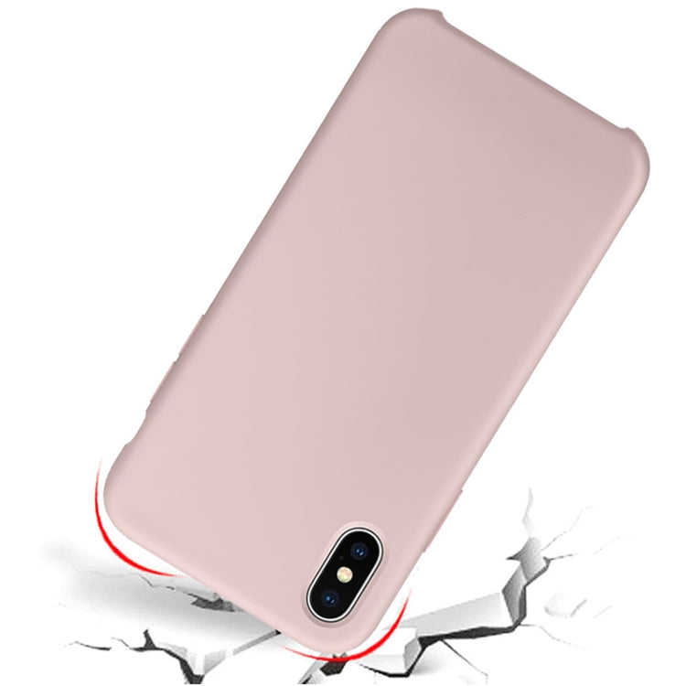 For iPhone X / XS Pure Color Liquid Silicone + PC Dropproof Protective Back Cover Case