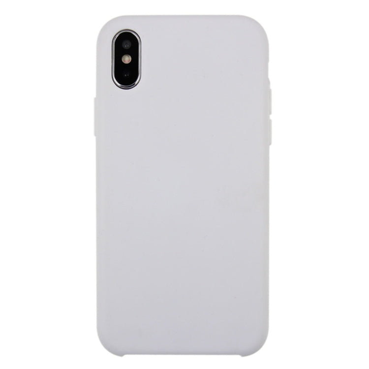 For iPhone X / XS Pure Color Liquid Silicone + PC Dropproof Protective Back Cover Case