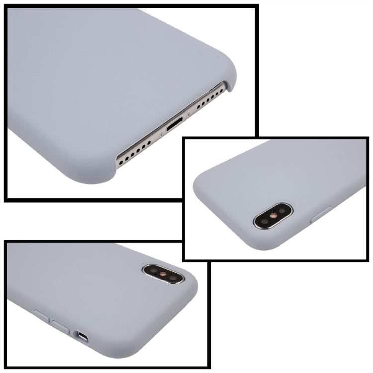For iPhone X / XS Pure Color Liquid Silicone + PC Dropproof Protective Back Cover Case