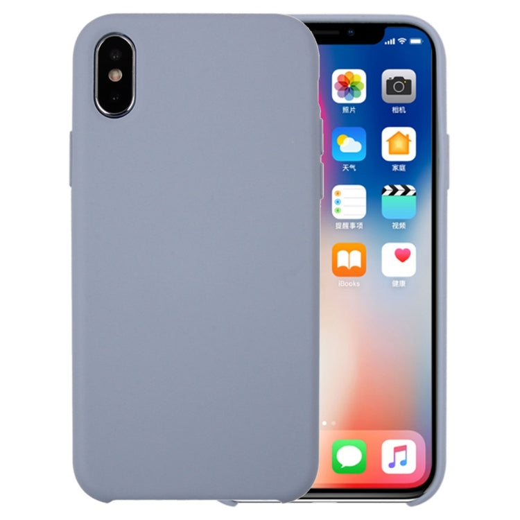 For iPhone X / XS Pure Color Liquid Silicone + PC Dropproof Protective Back Cover Case
