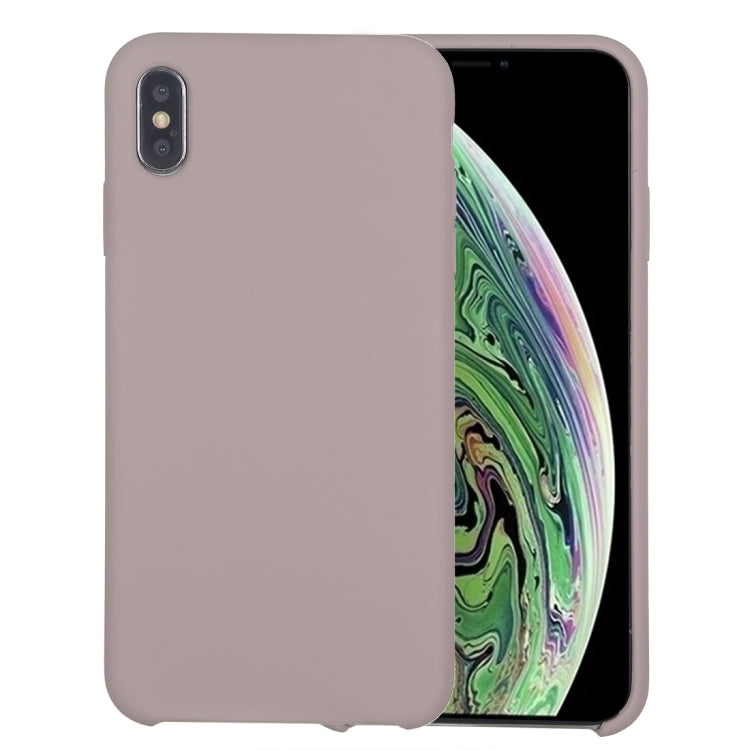 For iPhone X / XS Pure Color Liquid Silicone + PC Dropproof Protective Back Cover Case