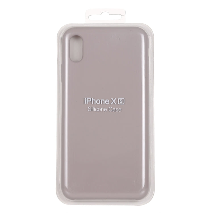 For iPhone X / XS Pure Color Liquid Silicone + PC Dropproof Protective Back Cover Case