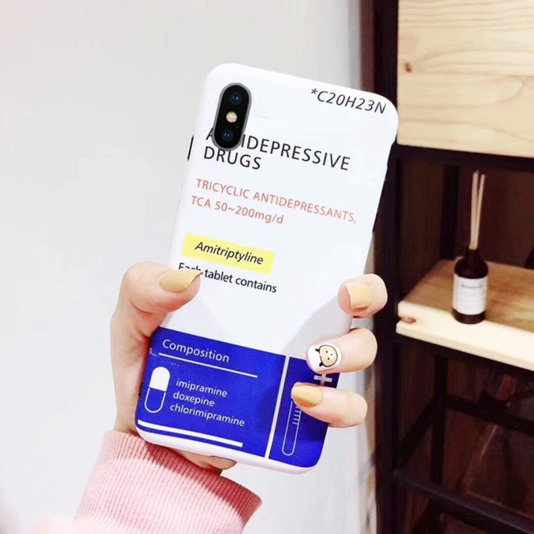 For iPhone X / XS Soft TPU Creative Funny Letter Antidepressant Drugs Protective Back Cover Case