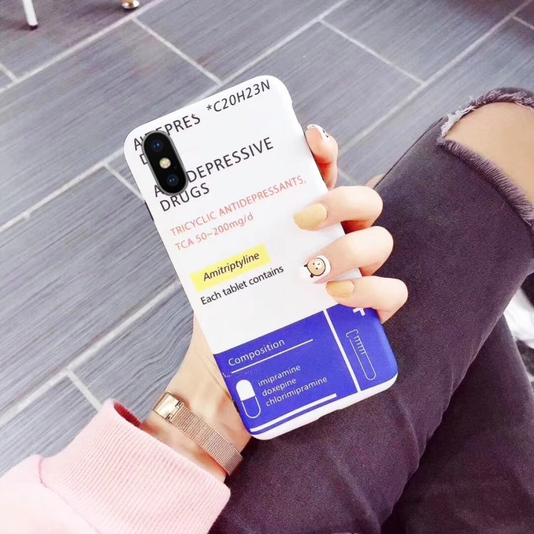 For iPhone X / XS Soft TPU Creative Funny Letter Antidepressant Drugs Protective Back Cover Case