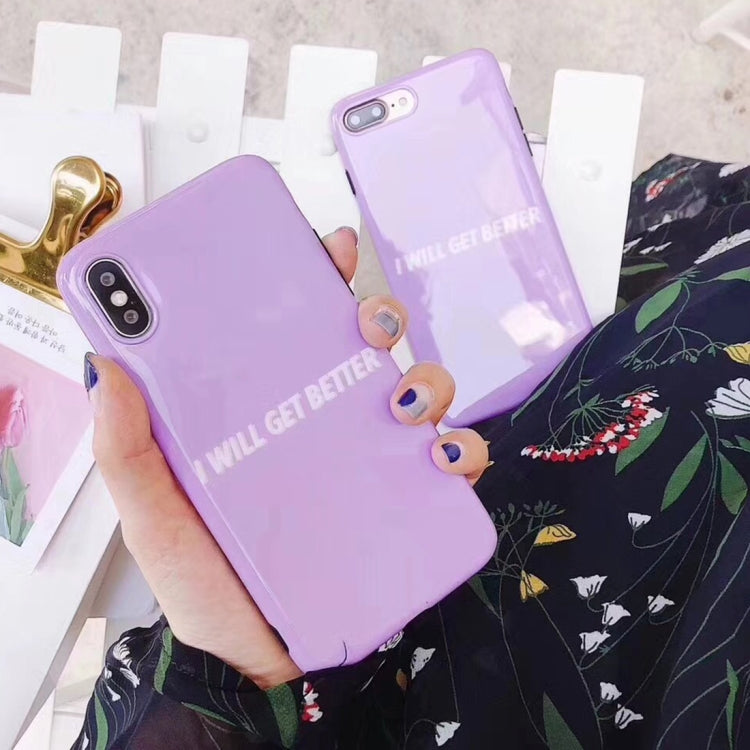 For iPhone X / XS Soft TPU Purple I Will Get Better Words Protective Back Cover Case