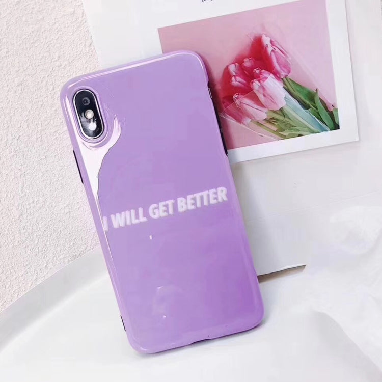 For iPhone X / XS Soft TPU Purple I Will Get Better Words Protective Back Cover Case