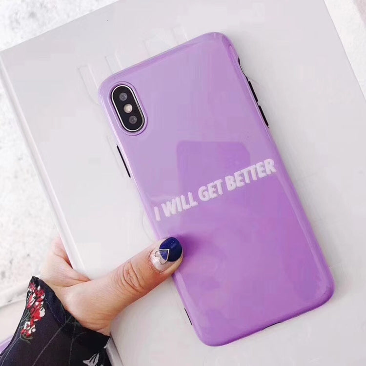 For iPhone X / XS Soft TPU Purple I Will Get Better Words Protective Back Cover Case