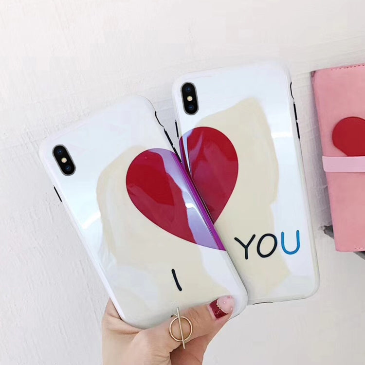 For iPhone X / XS 2 PCS Soft TPU Half Heart Couple Friends Protective Back Cover Case