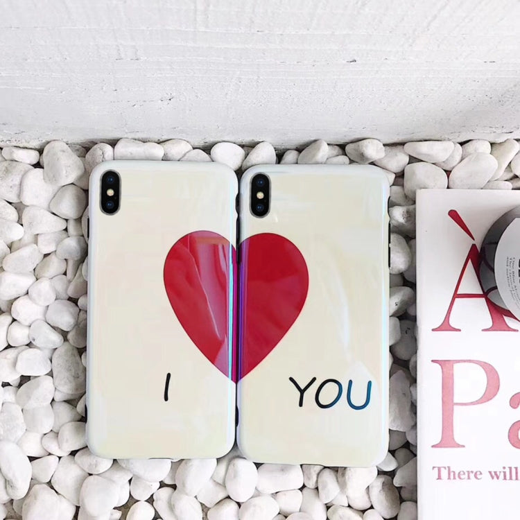 For iPhone X / XS 2 PCS Soft TPU Half Heart Couple Friends Protective Back Cover Case