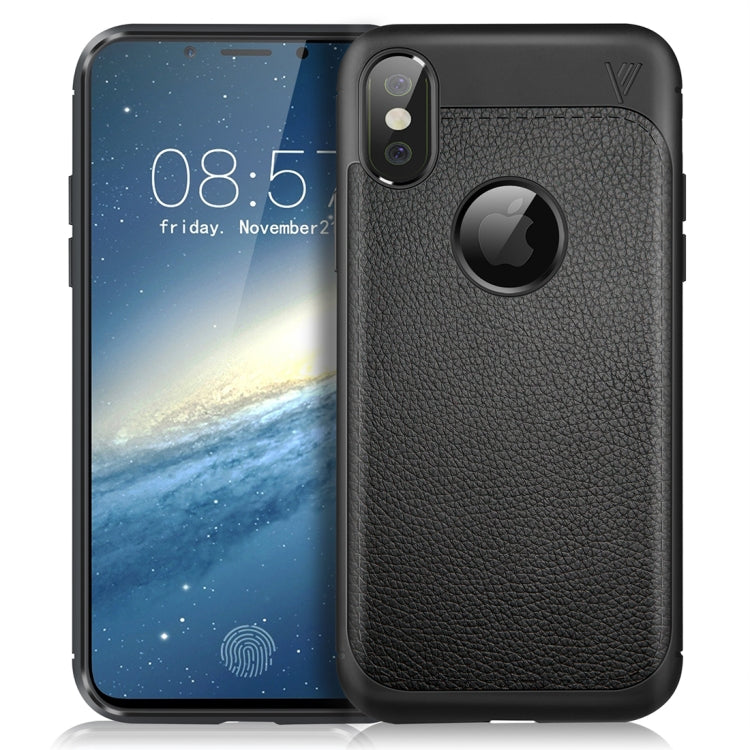 For iPhone X / XS Lenuo Litchi Texture Full Coverage PU Leather + TPU Protective Back Cover Case