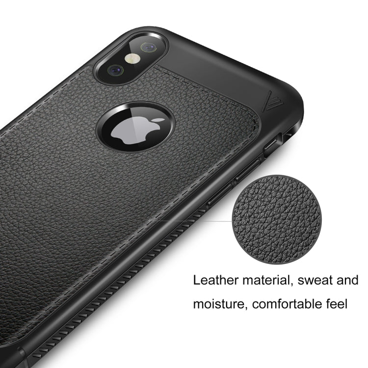 For iPhone X / XS Lenuo Litchi Texture Full Coverage PU Leather + TPU Protective Back Cover Case