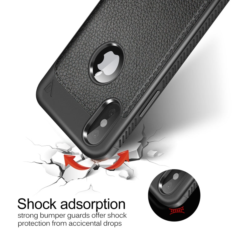 For iPhone X / XS Lenuo Litchi Texture Full Coverage PU Leather + TPU Protective Back Cover Case