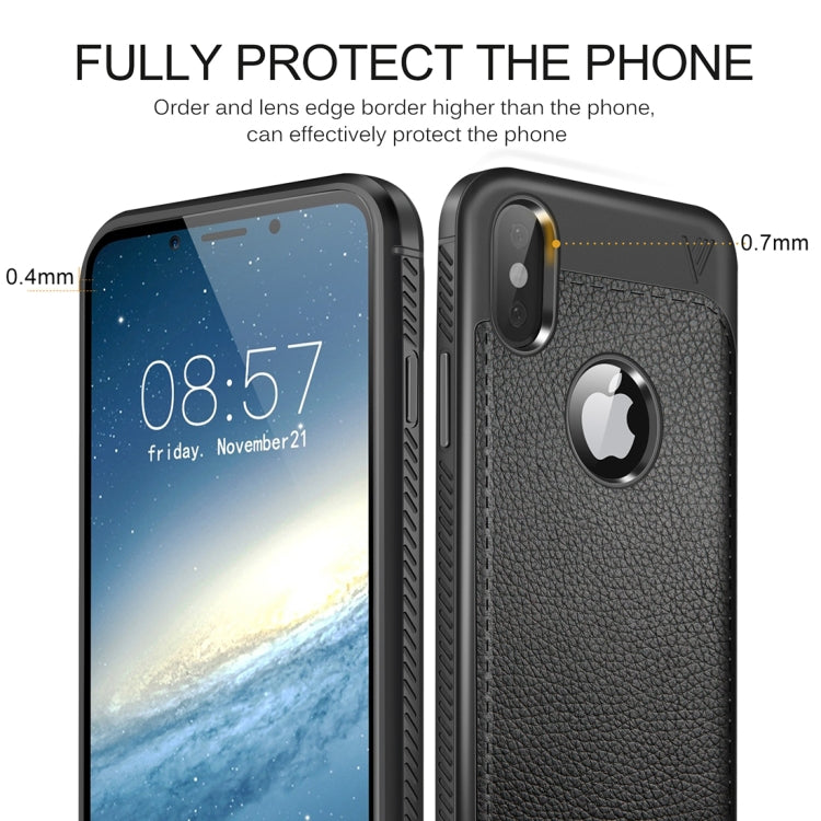 For iPhone X / XS Lenuo Litchi Texture Full Coverage PU Leather + TPU Protective Back Cover Case