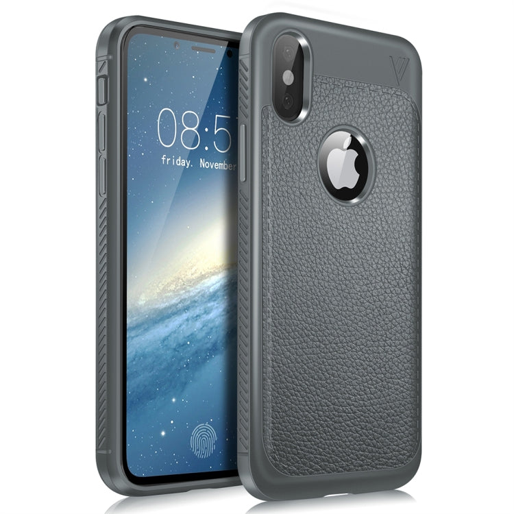 For iPhone X / XS Lenuo Litchi Texture Full Coverage PU Leather + TPU Protective Back Cover Case