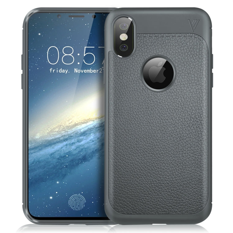 For iPhone X / XS Lenuo Litchi Texture Full Coverage PU Leather + TPU Protective Back Cover Case