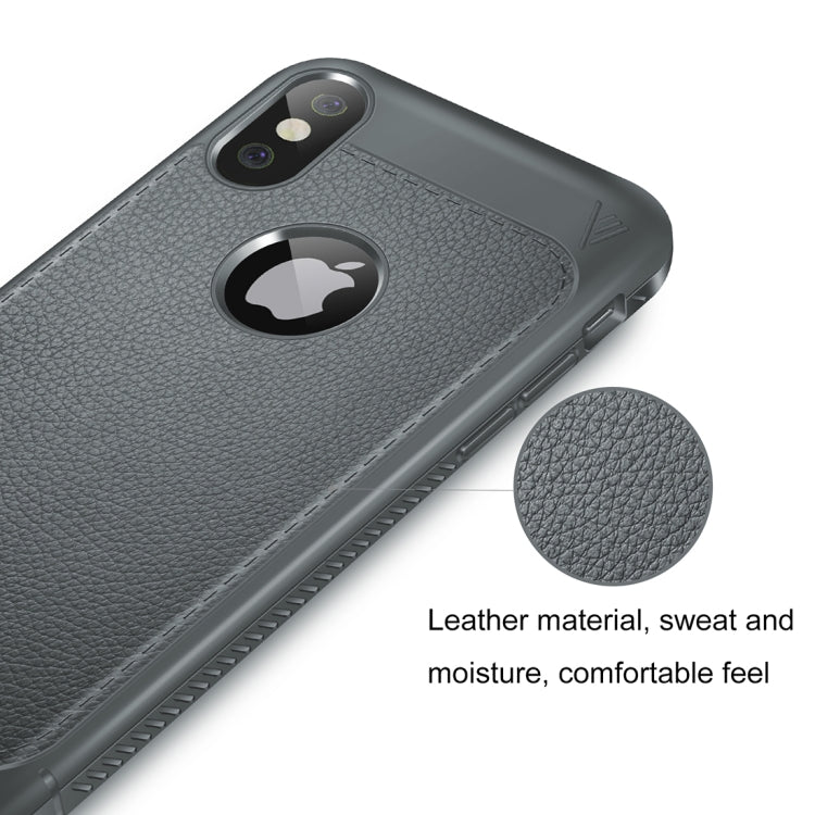 For iPhone X / XS Lenuo Litchi Texture Full Coverage PU Leather + TPU Protective Back Cover Case