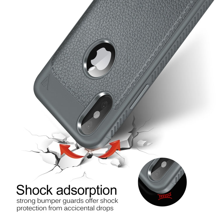 For iPhone X / XS Lenuo Litchi Texture Full Coverage PU Leather + TPU Protective Back Cover Case