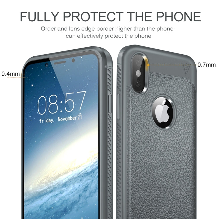 For iPhone X / XS Lenuo Litchi Texture Full Coverage PU Leather + TPU Protective Back Cover Case