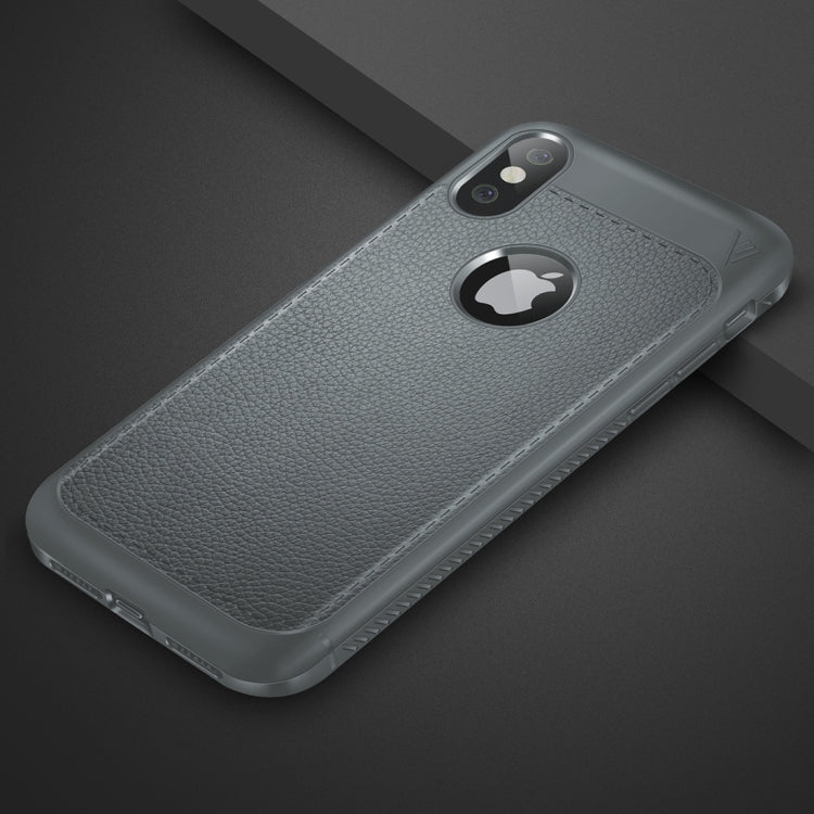 For iPhone X / XS Lenuo Litchi Texture Full Coverage PU Leather + TPU Protective Back Cover Case