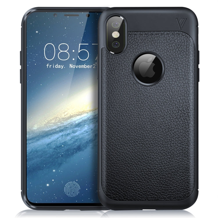 For iPhone X / XS Lenuo Litchi Texture Full Coverage PU Leather + TPU Protective Back Cover Case