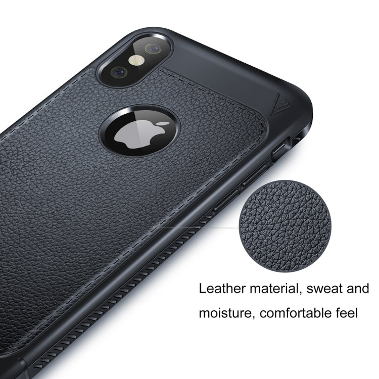For iPhone X / XS Lenuo Litchi Texture Full Coverage PU Leather + TPU Protective Back Cover Case