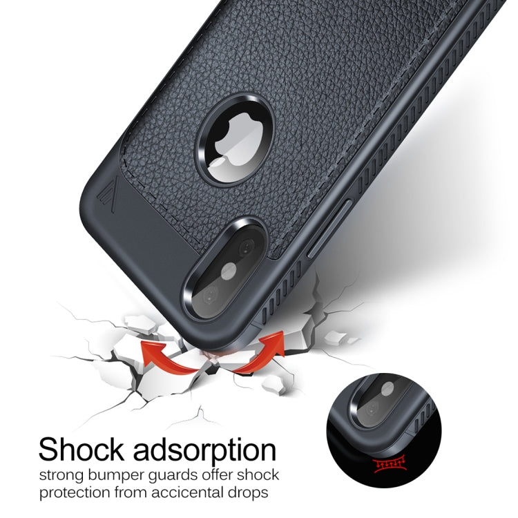 For iPhone X / XS Lenuo Litchi Texture Full Coverage PU Leather + TPU Protective Back Cover Case