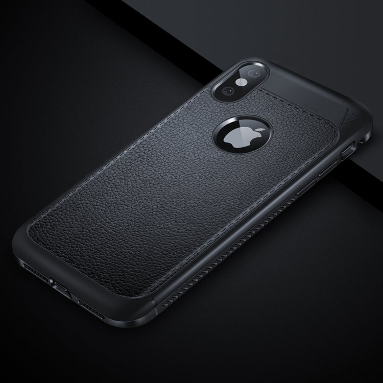 For iPhone X / XS Lenuo Litchi Texture Full Coverage PU Leather + TPU Protective Back Cover Case