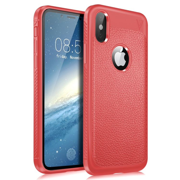 For iPhone X / XS Lenuo Litchi Texture Full Coverage PU Leather + TPU Protective Back Cover Case