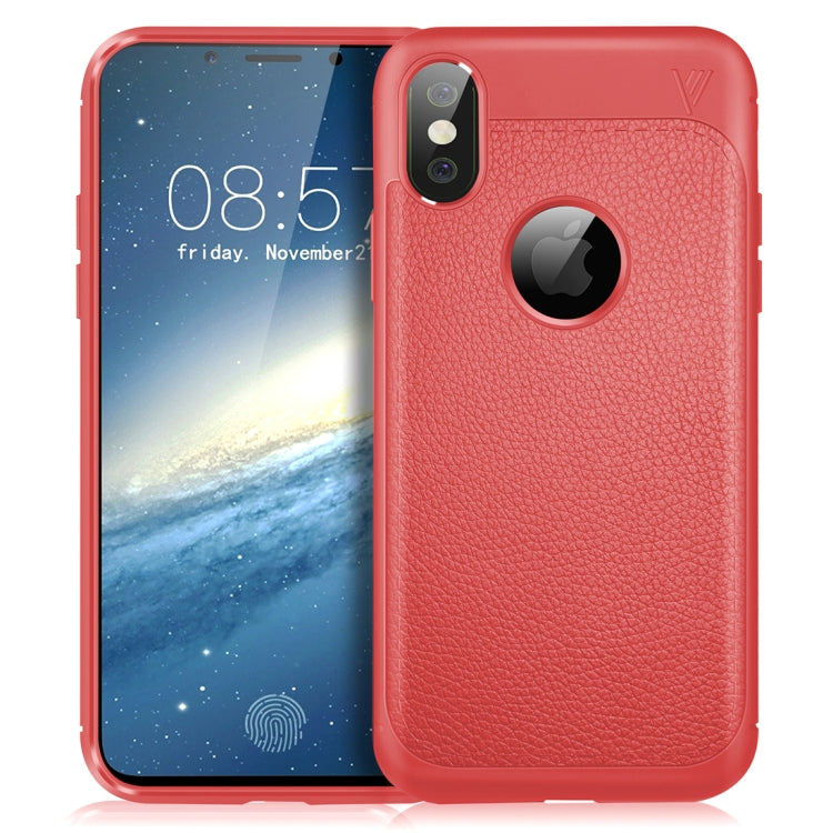 For iPhone X / XS Lenuo Litchi Texture Full Coverage PU Leather + TPU Protective Back Cover Case