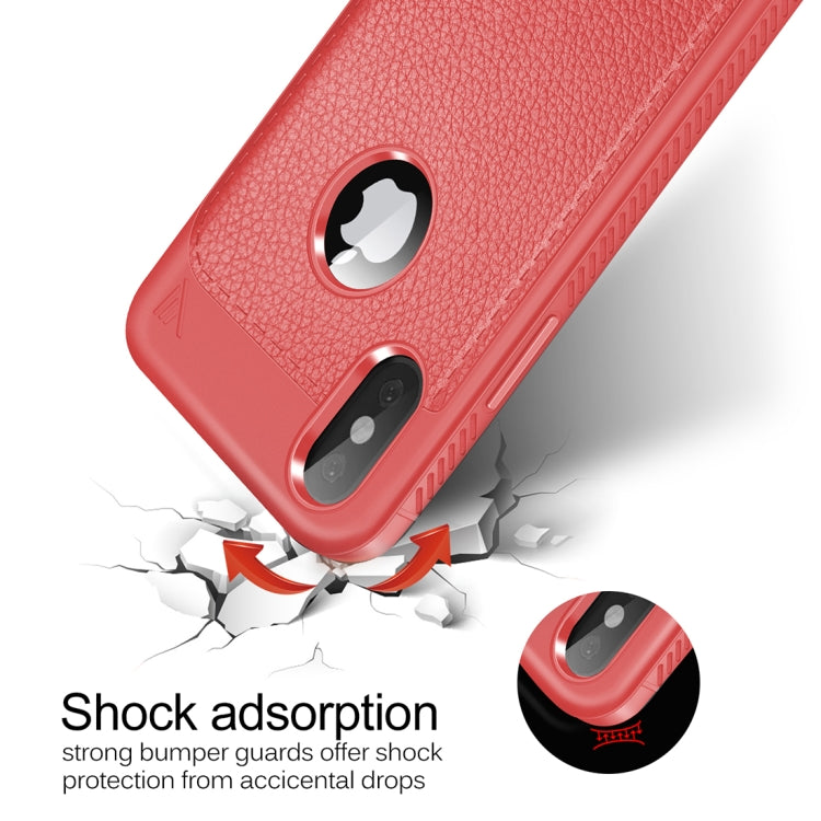 For iPhone X / XS Lenuo Litchi Texture Full Coverage PU Leather + TPU Protective Back Cover Case