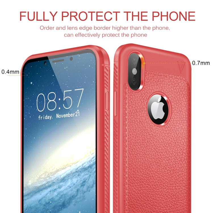 For iPhone X / XS Lenuo Litchi Texture Full Coverage PU Leather + TPU Protective Back Cover Case