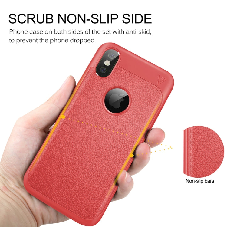For iPhone X / XS Lenuo Litchi Texture Full Coverage PU Leather + TPU Protective Back Cover Case