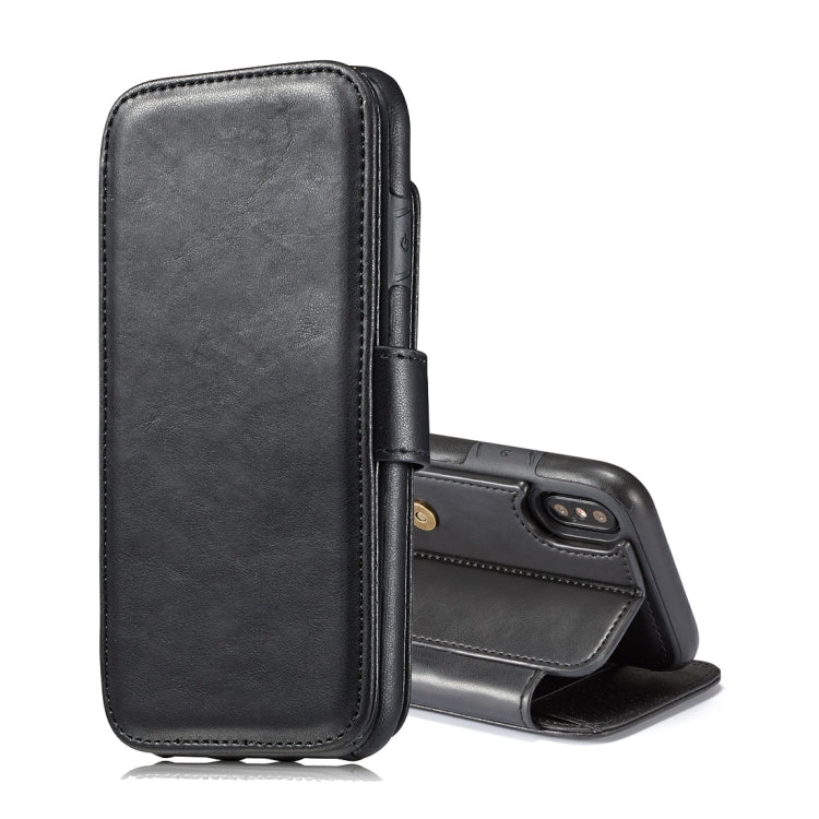 For iPhone X / XS Detachable Retro PU Leather Texture Horizontal Flip Protective Leather Case with Card Slots & Holder & Wallet & Photo Frame