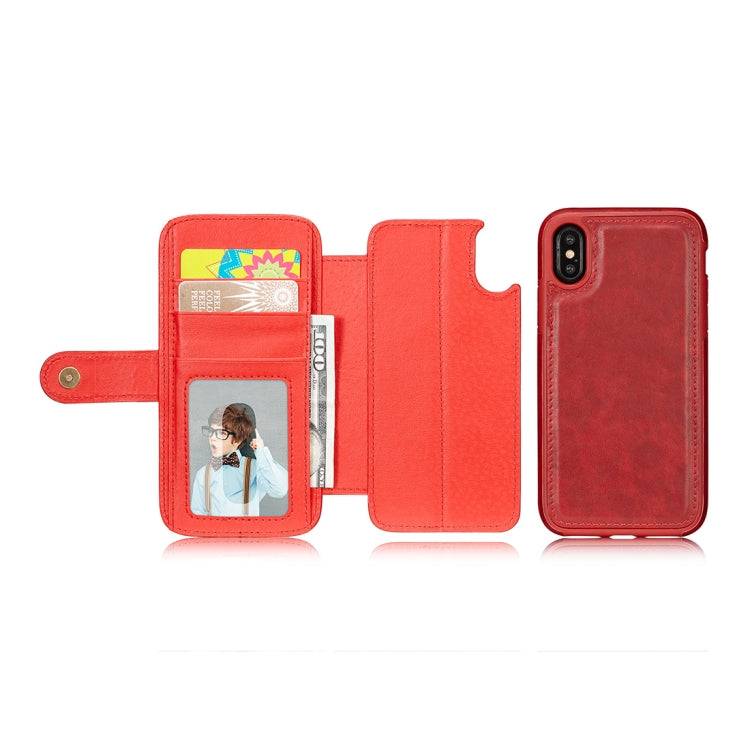 For iPhone X / XS Detachable Retro PU Leather Texture Horizontal Flip Protective Leather Case with Card Slots & Holder & Wallet & Photo Frame