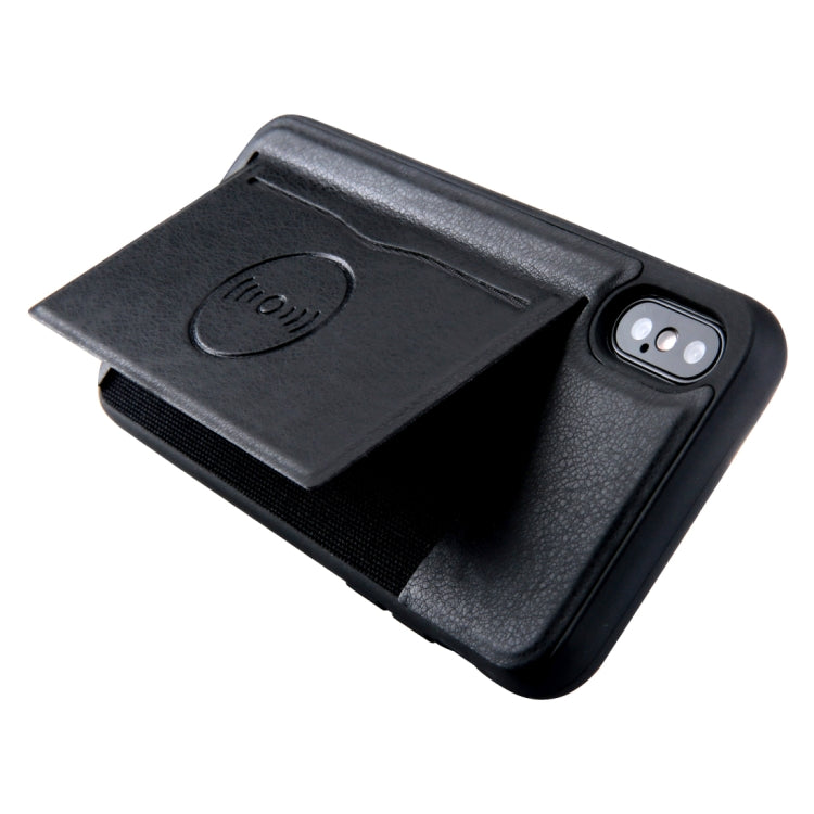 For iPhone X / XS Retro Crazy Horse Texture PU Leather Case with Holder & Card Slots & Hidden Back Sheet Iron