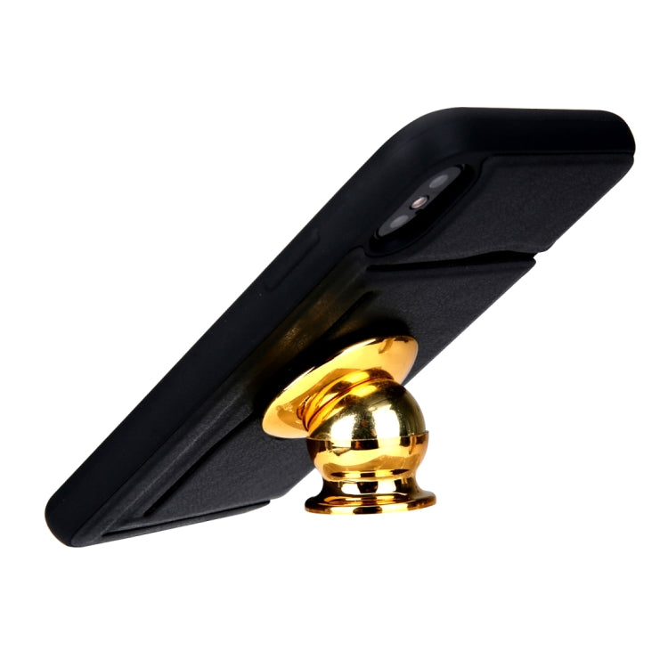 For iPhone X / XS Retro Crazy Horse Texture PU Leather Case with Holder & Card Slots & Hidden Back Sheet Iron