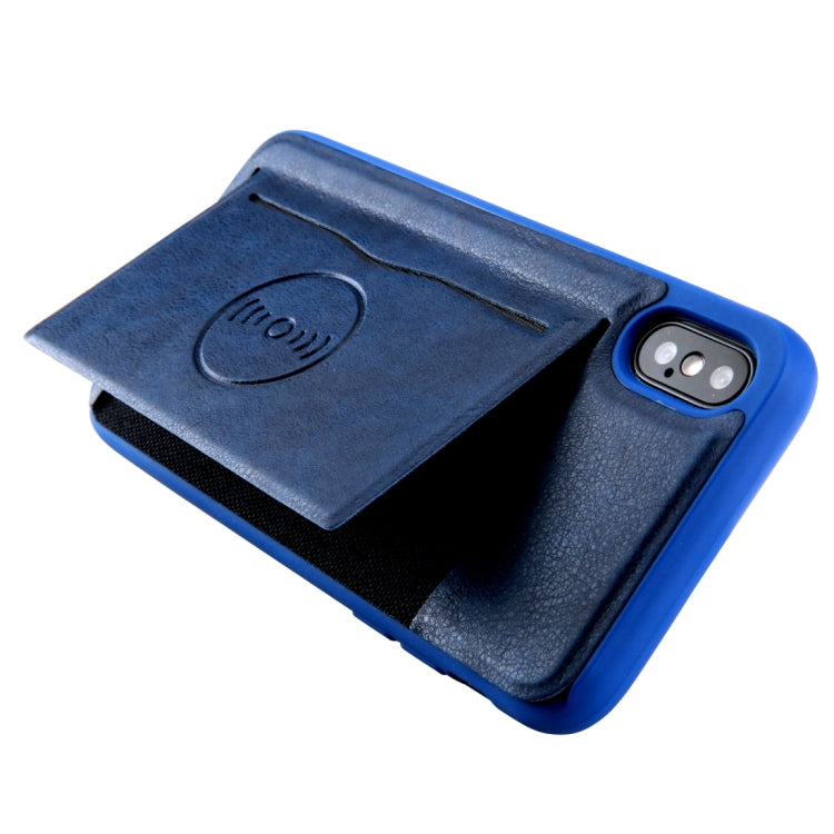 For iPhone X / XS Retro Crazy Horse Texture PU Leather Case with Holder & Card Slots & Hidden Back Sheet Iron