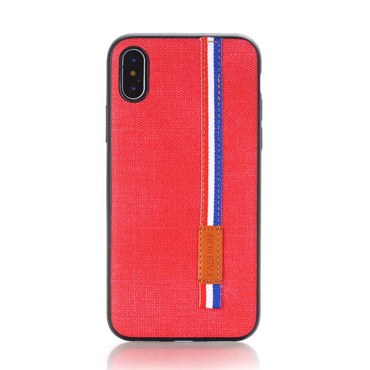 For iPhone X / XS Denim Texture Protective Back Cover Case with Lanyard