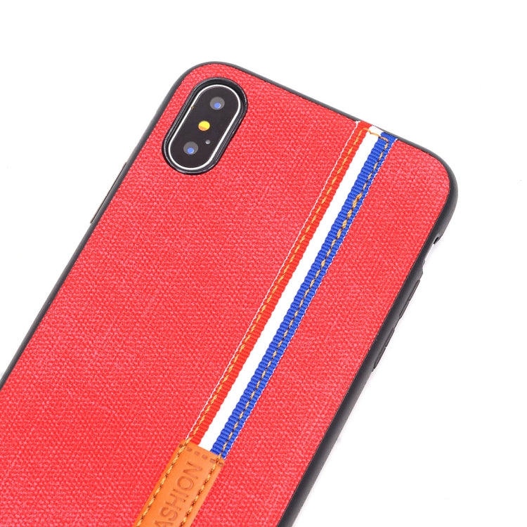 For iPhone X / XS Denim Texture Protective Back Cover Case with Lanyard