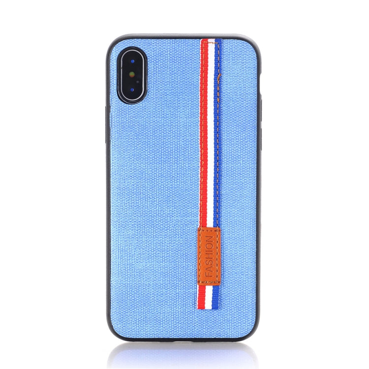For iPhone X / XS Denim Texture Protective Back Cover Case with Lanyard