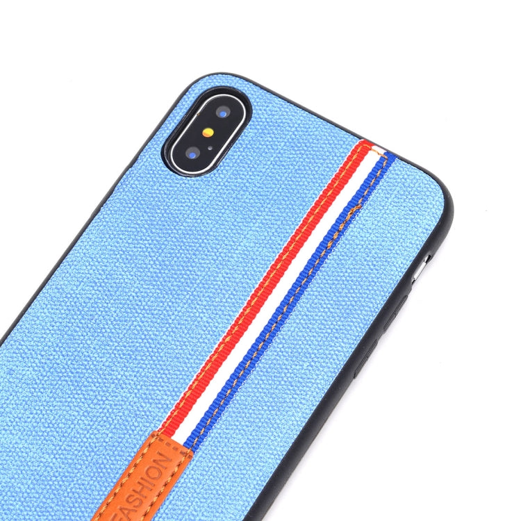 For iPhone X / XS Denim Texture Protective Back Cover Case with Lanyard
